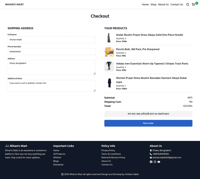 Nihams Mart (Ecommerce)