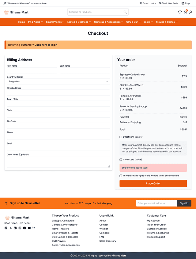 Nihams Ecommerce Website
